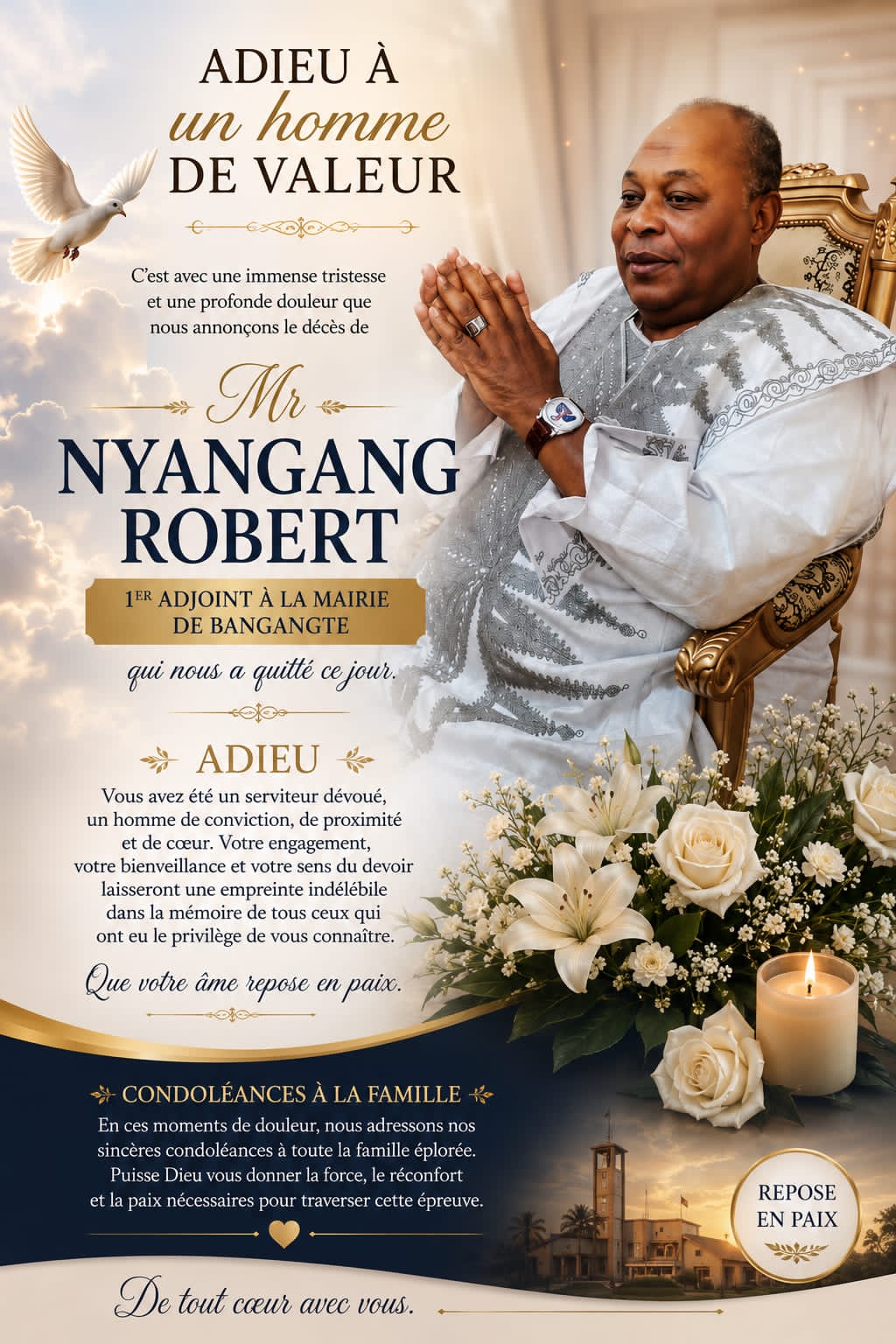 Affiche d’hommage à Monsieur NYANGANG Robert